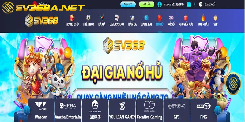 Nổ hũ SV368 là sân chơi đẳng cấp dành cho tín đồ yêu thích game slot đổi thưởng